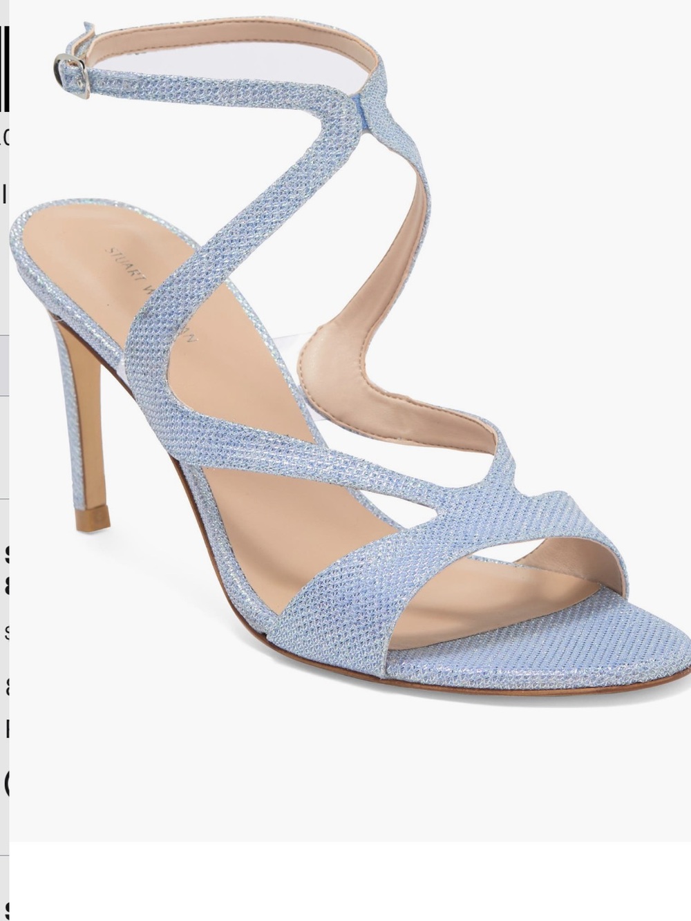 Stuart Weitzman Mariposa 80 Silver Glitter Dressy Heel Size 8.5